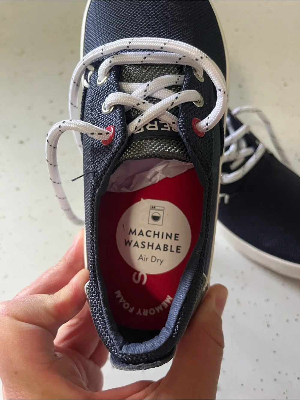 Child Sperry Navy and White Boat Shoes